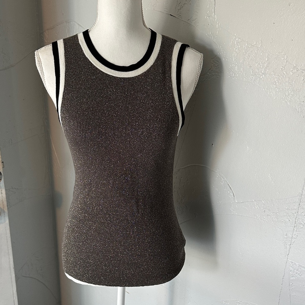 Moth by anthropology gray and White Ribbed Tank Top